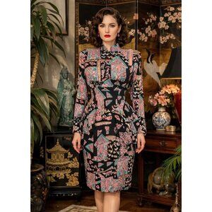 Vintage 80s does 40s Phoebe Womens Peplum Dress Sz Small Medium New Wave Floral